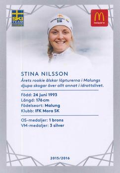 2016 McDonald's SkiTeam Sweden #NNO Stina Nilsson Back