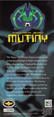 1997 Classic Collectible Time Limited Edition #NNO Tampa Bay Mutiny Back