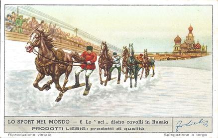 1951 Liebig Lo Sport Nel Mondo (Sports of the World) (Italian Text) (F1529, S1520) #6 Lo sci dietro cavalli in Russia Front