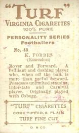 1933 Carreras Turf Personality Series #40 Keith Forbes Back