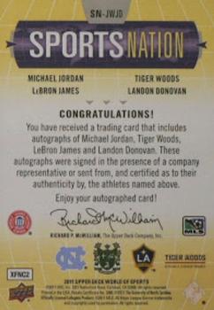 2011 Upper Deck World of Sports - Quad Autographs #SN-JWJD Landon Donovan / LeBron James / Michael Jordan / Tiger Woods Back