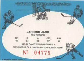 1992 American Sports Monthly (unlicensed) #NNO Jaromir Jagr Back