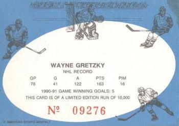 1992 American Sports Monthly (unlicensed) #NNO Wayne Gretzky Back