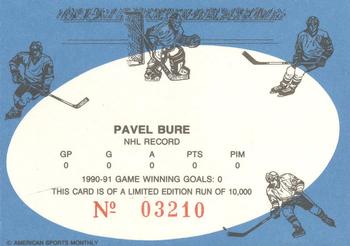 1992 American Sports Monthly (unlicensed) #NNO Pavel Bure Back