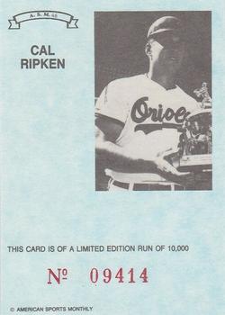 1992 American Sports Monthly (unlicensed) #A.S.M.46 Cal Ripken Back
