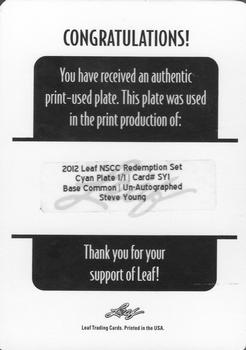2012 Leaf National Convention - Printing Plates Cyan #SY1 Steve Young Back