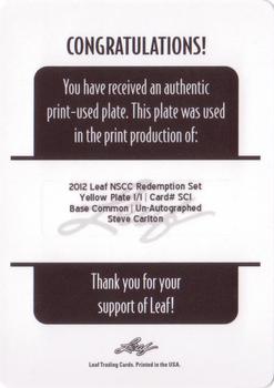 2012 Leaf National Convention - Printing Plates Yellow #SC1 Steve Carlton Back