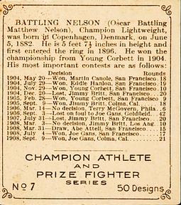 1910 Champion Athletes (C52) #7b Battling Nelson Back