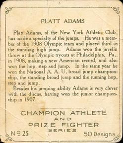 1910 Champion Athletes (C52) #25 Platt Adams Back