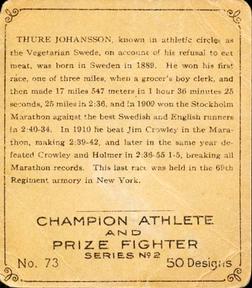1910 Champion Athletes (C52) #73 Thure Johansson Back