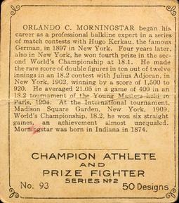 1910 Champion Athletes (C52) #93 Ora Morningstar Back
