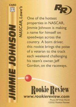 2002 Rookie Review - Premier #15 Jimmie Johnson Back