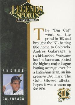 1994 Legends Sports Memorabilia #NNO Andres Galarraga Back
