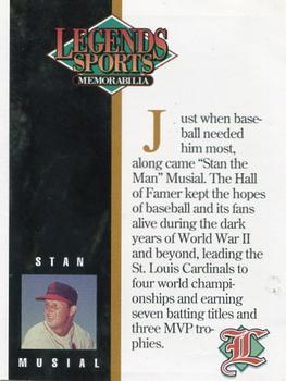 1994 Legends Sports Memorabilia #NNO Stan Musial Back