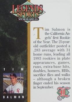 1994 Legends Sports Memorabilia #NNO Tim Salmon Back