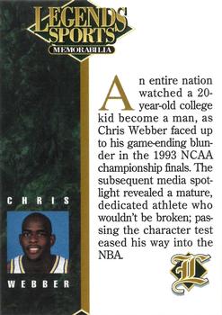 1994 Legends Sports Memorabilia #NNO Chris Webber Back