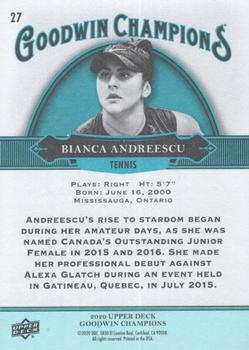 2020 Upper Deck Goodwin Champions - Turquoise #27 Bianca Andreescu Back