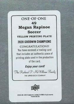 2020 Upper Deck Goodwin Champions - Printing Plates Yellow #49 Megan Rapinoe Back