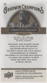 2020 Upper Deck Goodwin Champions - Minis #71 Christian Coleman Back