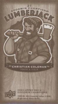 2020 Upper Deck Goodwin Champions - Minis Wood Lumberjack #21 Christian Coleman Back