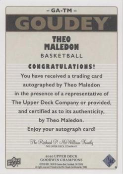 2020 Upper Deck Goodwin Champions - Goudey Autographs #GA-TM Theo Maledon Back