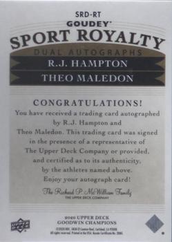 2020 Upper Deck Goodwin Champions - Goudey Sport Royalty Dual Autographs #SRD-RT R.J. Hampton/Theo Maledon Back