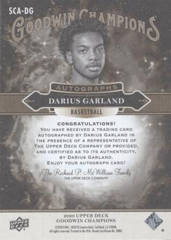 2020 Upper Deck Goodwin Champions - Splash of Color Autographs #SCA-DG Darius Garland Back