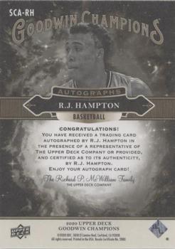 2020 Upper Deck Goodwin Champions - Splash of Color Autographs #SCA-RH R.J. Hampton Back