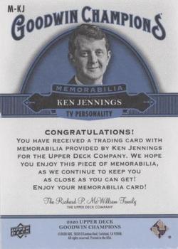 2020 Upper Deck Goodwin Champions - Memorabilia #M-KJ Ken Jennings Back