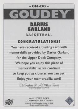 2020 Upper Deck Goodwin Champions - Goudey Memorabilia #GM-DG Darius Garland Back