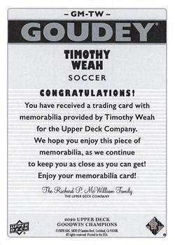 2020 Upper Deck Goodwin Champions - Goudey Memorabilia #GM-TW Timothy Weah Back