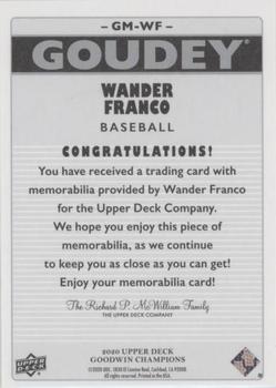 2020 Upper Deck Goodwin Champions - Goudey Memorabilia #GM-WF Wander Franco Back