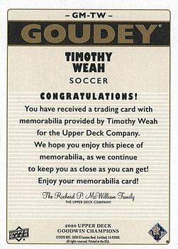 2020 Upper Deck Goodwin Champions - Goudey Memorabilia Premium #GM-TW Timothy Weah Back