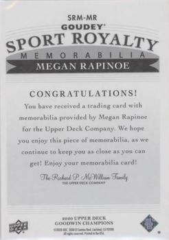 2020 Upper Deck Goodwin Champions - Goudey Sport Royalty Memorabilia #SRM-MR Megan Rapinoe Back