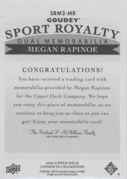 2020 Upper Deck Goodwin Champions - Goudey Sport Royalty Memorabilia Dual Swatch #SRM2-MR Megan Rapinoe Back
