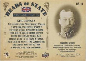 2020 Upper Deck Goodwin Champions - Heads of State Stamp Relics #HS-4 King George V Back