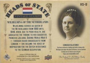 2020 Upper Deck Goodwin Champions - Heads of State Stamp Relics #HS-8 Wilhelmina of the Netherlands Back