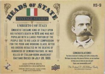 2020 Upper Deck Goodwin Champions - Heads of State Stamp Relics #HS-9 Umberto I of Italy Back