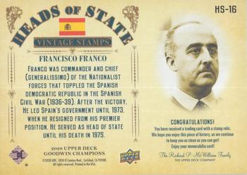 2020 Upper Deck Goodwin Champions - Heads of State Stamp Relics #HS-16 Francisco Franco Back