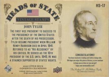 2020 Upper Deck Goodwin Champions - Heads of State Stamp Relics #HS-17 John Tyler Back
