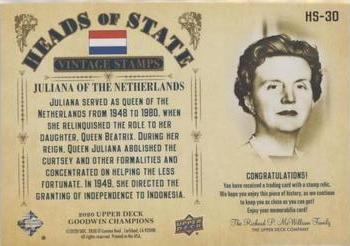 2020 Upper Deck Goodwin Champions - Heads of State Stamp Relics #HS-30 Juliana of the Netherlands Back