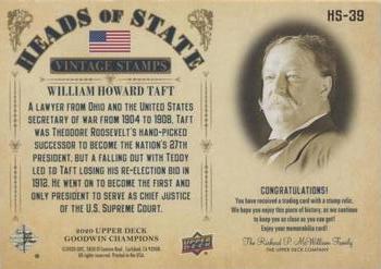 2020 Upper Deck Goodwin Champions - Heads of State Stamp Relics #HS-39 William Howard Taft Back