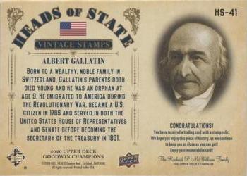 2020 Upper Deck Goodwin Champions - Heads of State Stamp Relics #HS-41 Albert Gallatin Back