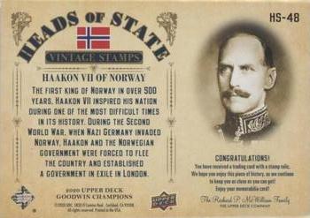2020 Upper Deck Goodwin Champions - Heads of State Stamp Relics #HS-48 Haakon VII of Norway Back