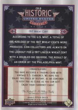 2020 Upper Deck Goodwin Champions - Historic United States Currency Relics #CR-5 Wheat Cent Back