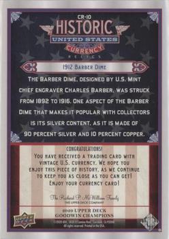 2020 Upper Deck Goodwin Champions - Historic United States Currency Relics #CR-10 Barber Dime Back
