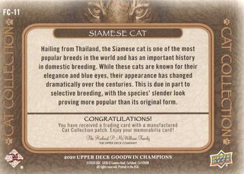 2020 Upper Deck Goodwin Champions - Cat Collection Manufactured Patches #FC-11 Siamese Cat Back