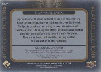 2020 Upper Deck Goodwin Champions - Cat Collection Manufactured Patches #FC-26 Eurasian Lynx Back