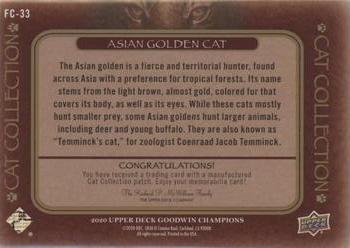 2020 Upper Deck Goodwin Champions - Cat Collection Manufactured Patches #FC-33 Asian Golden Cat Back