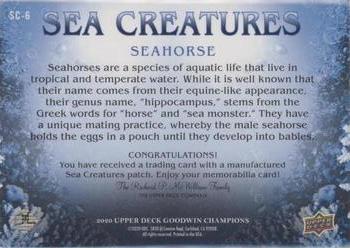 2020 Upper Deck Goodwin Champions - Sea Creatures Manufactured Patches #SC-6 Seahorse Back